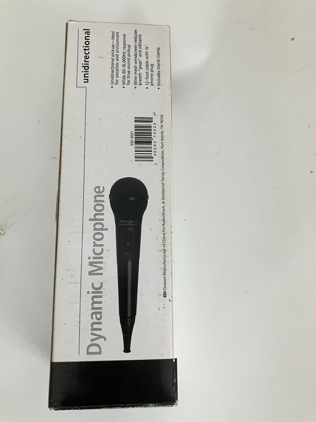 Optimus Unidirectional Dynamic Microphone Mdl. 33-3021 Corded Mic Orignal Box