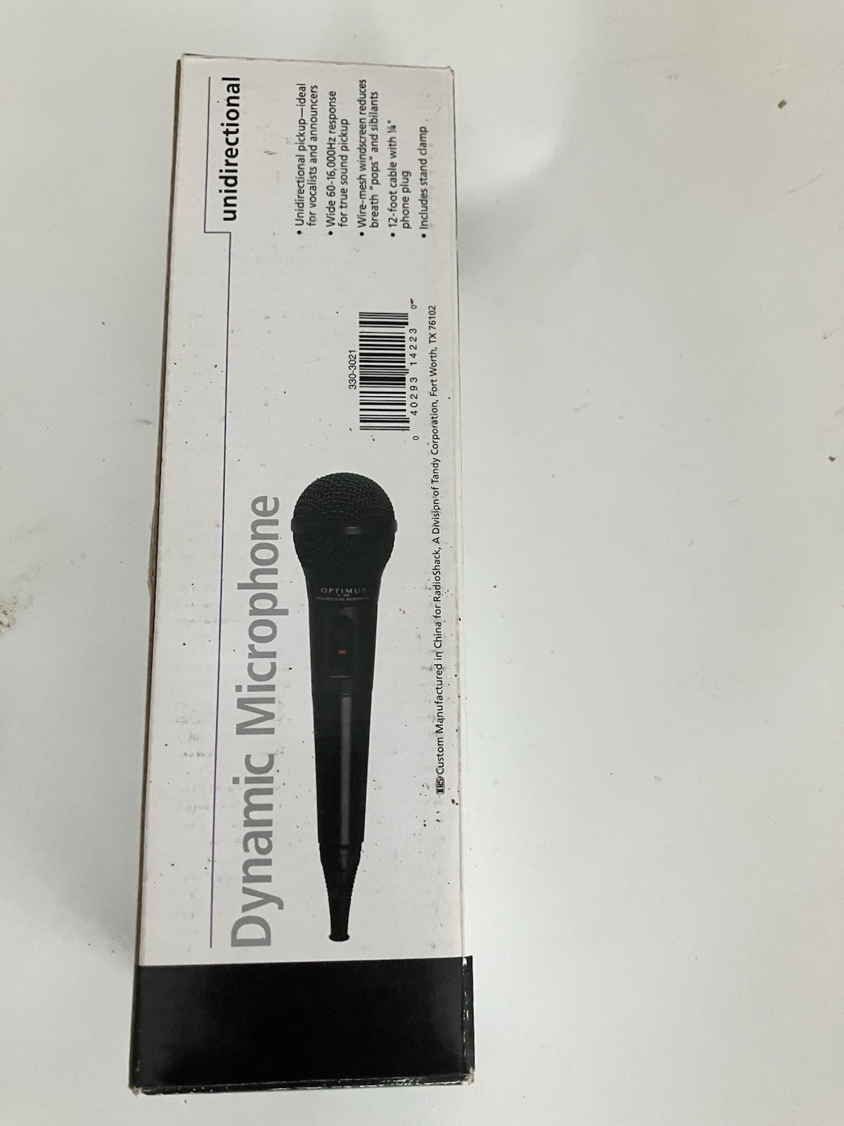Optimus Unidirectional Dynamic Microphone Mdl. 33-3021 Corded Mic Orignal Box