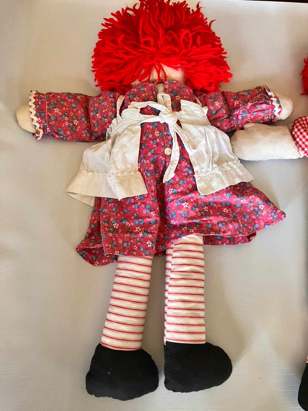 Vintage Raggedy Ann And Andy 25” Tall Dolls; Handmade Stuffed, Folk