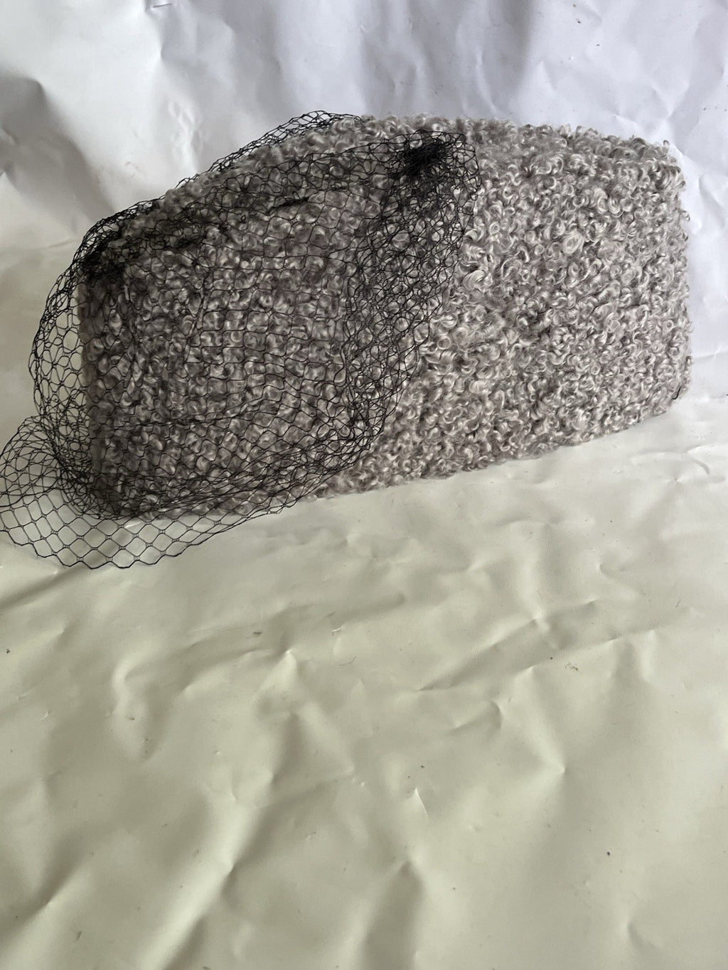 Vintage Women’s Special Karakul Cap Made In Pakistan Grey W/ Lace