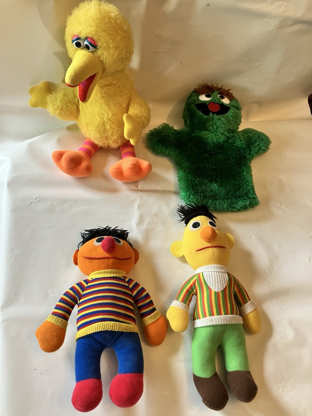 Vintage Sesame Street Bert, Ernie, Big Bird Hasbro Softies & Grouch Applause Ppt