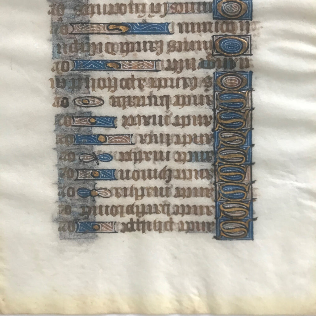 Rare 15th Century Book of Hours Page Double Sided Gold Leaf Litany