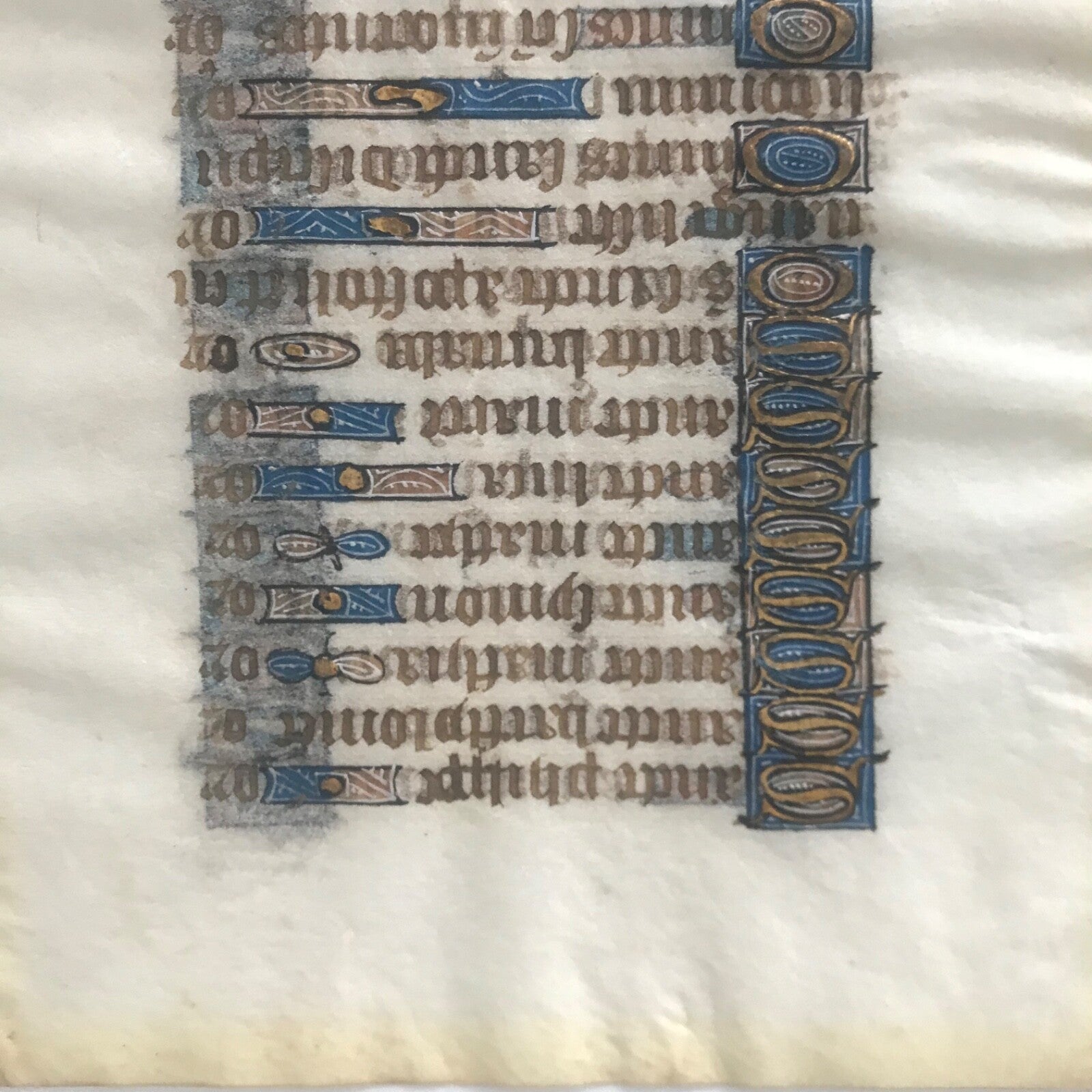 Rare 15th Century Book of Hours Page Double Sided Gold Leaf Litany