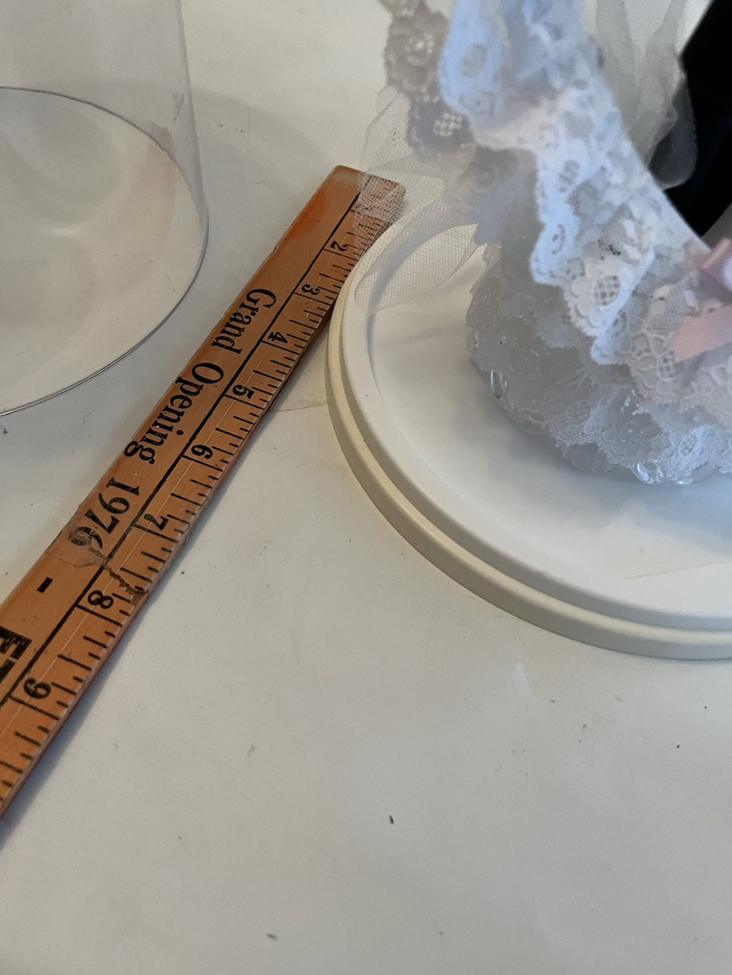 Vintage/ MCM Wedding Cake Topper With Heart Arch, Lace; Original Case NOS