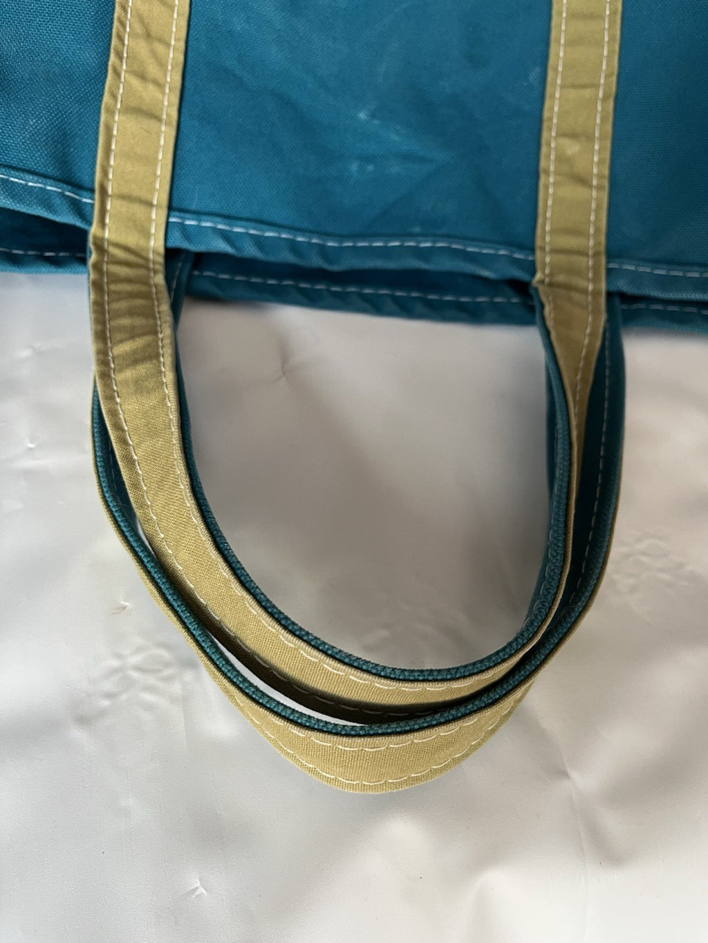 Vintage LL Bean Extra Large Host Tote In Teal And Lime “Amanda” Monogrammed 