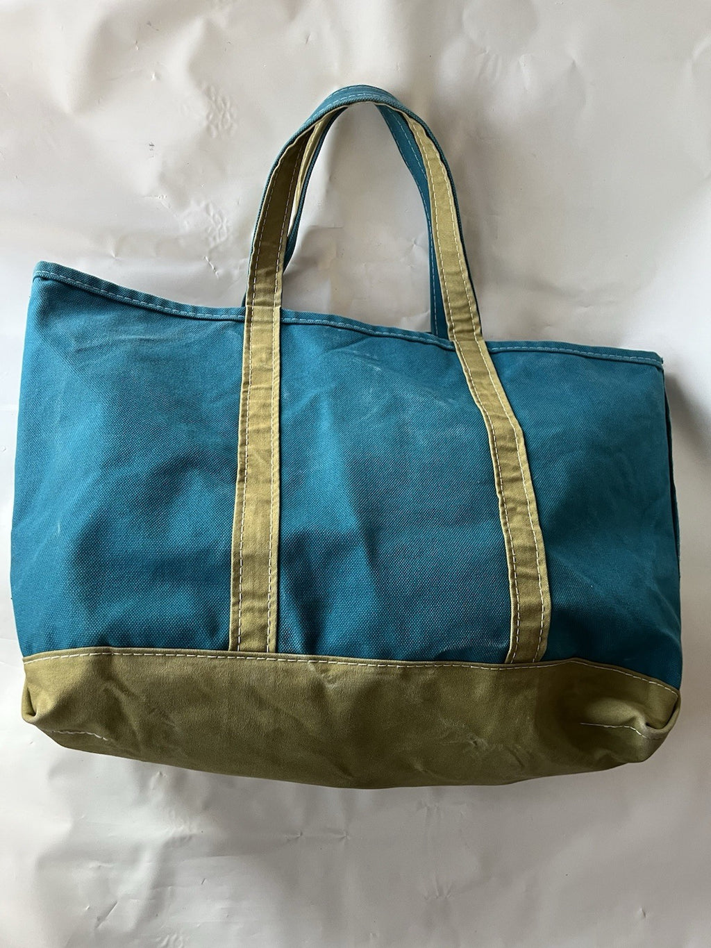 Vintage LL Bean Extra Large Host Tote In Teal And Lime “Amanda” Monogrammed 