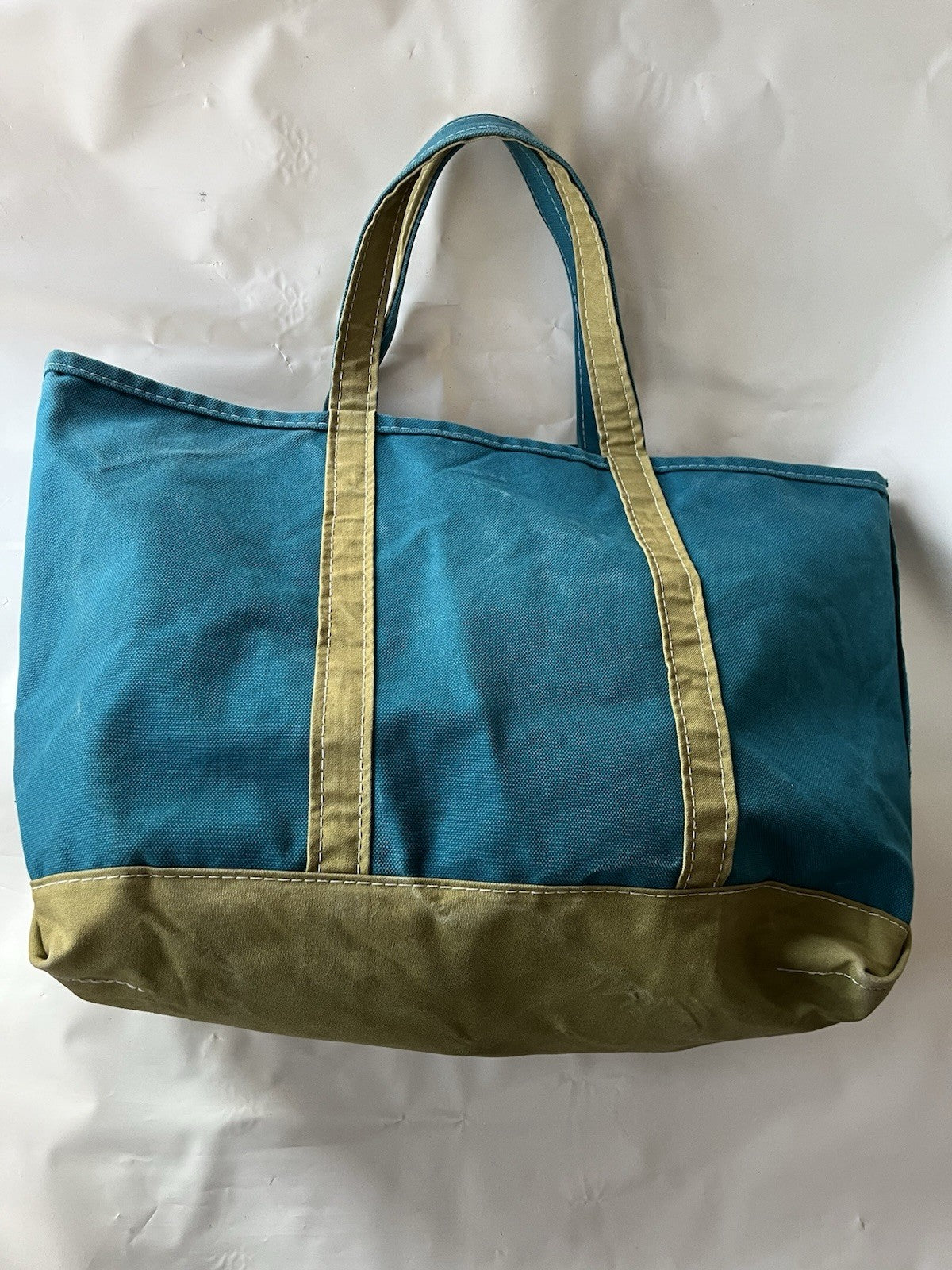 Vintage LL Bean Extra Large Host Tote In Teal And Lime “Amanda” Monogrammed 