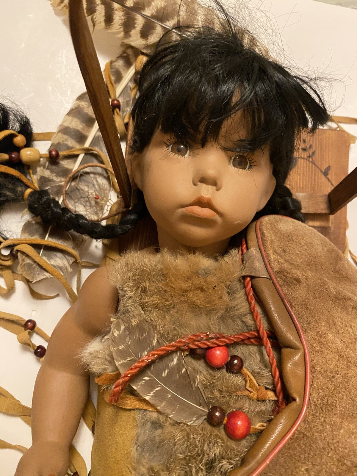 Vintage Native American Mohawk Ceramic Doll 23”