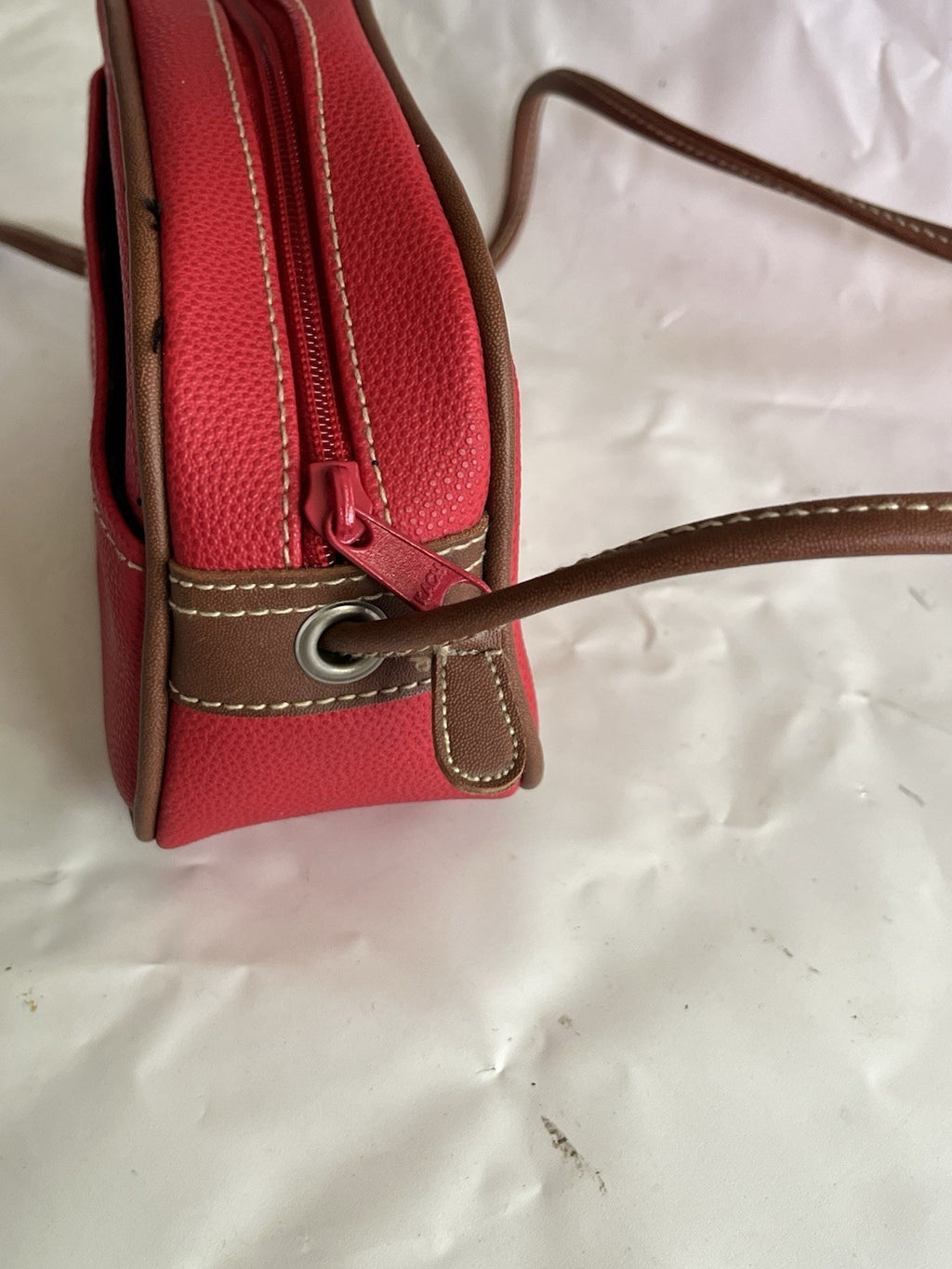 Arizona Jean Co. Red Faux Leather With Brown Details Crossbody Purse
