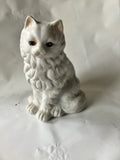 Vintage White Porcelain Persian Cat Figurine 6.5” Tall