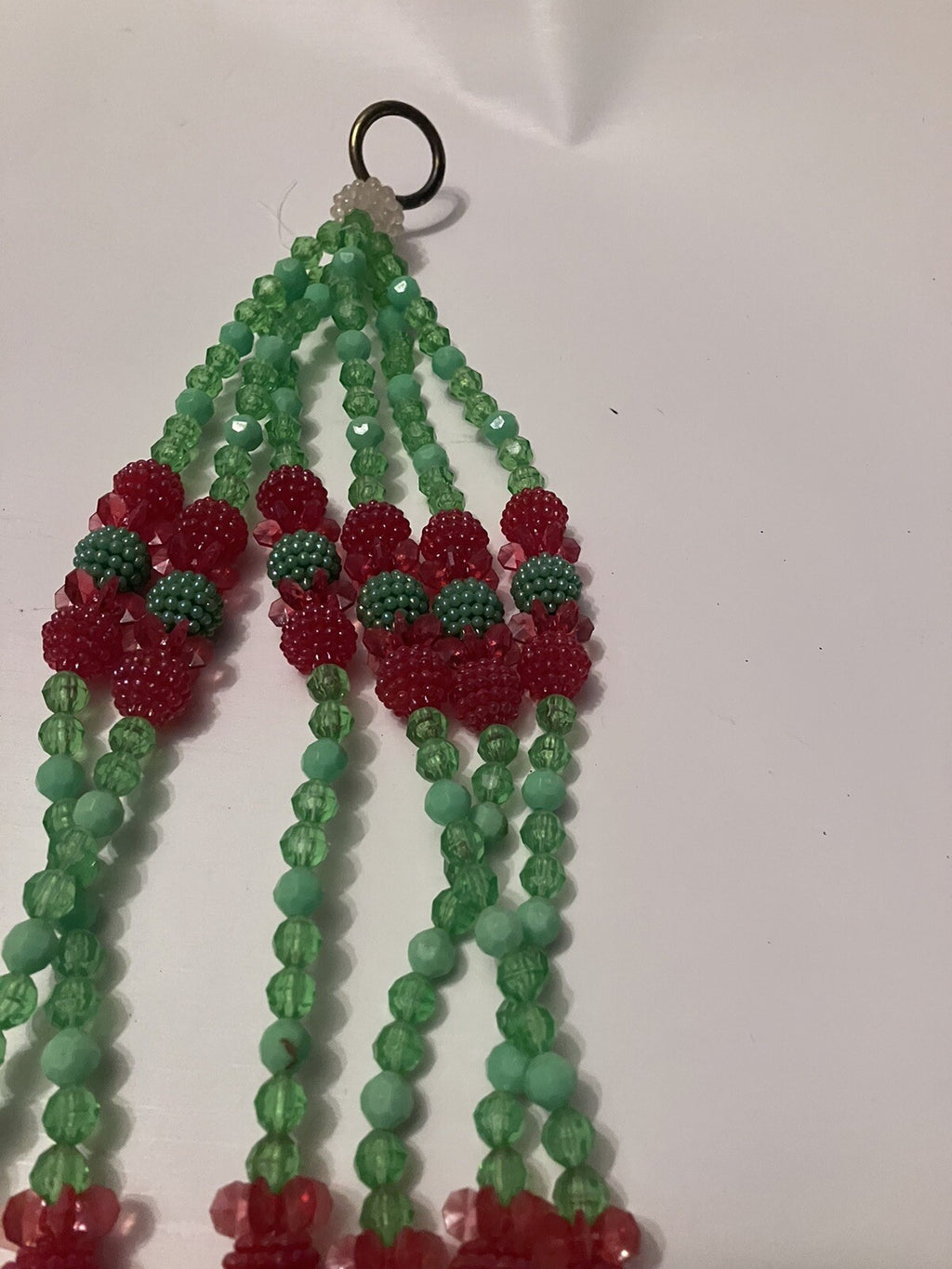 Vintage Beaded Abstract Plant Hanger; EVC, 23” Long