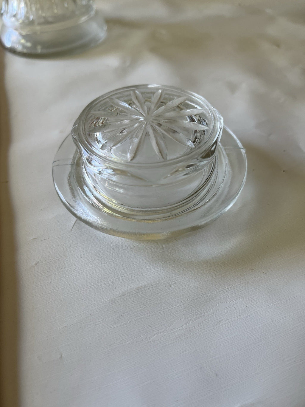 Vintage MCM 8” Tall Glass Jar With Strawberry Details And Lid