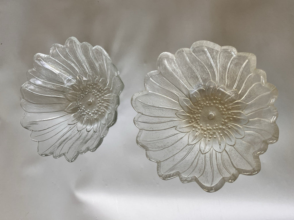 Vintage 1970s Indiana Glass Etched Floral Bowl Trio;