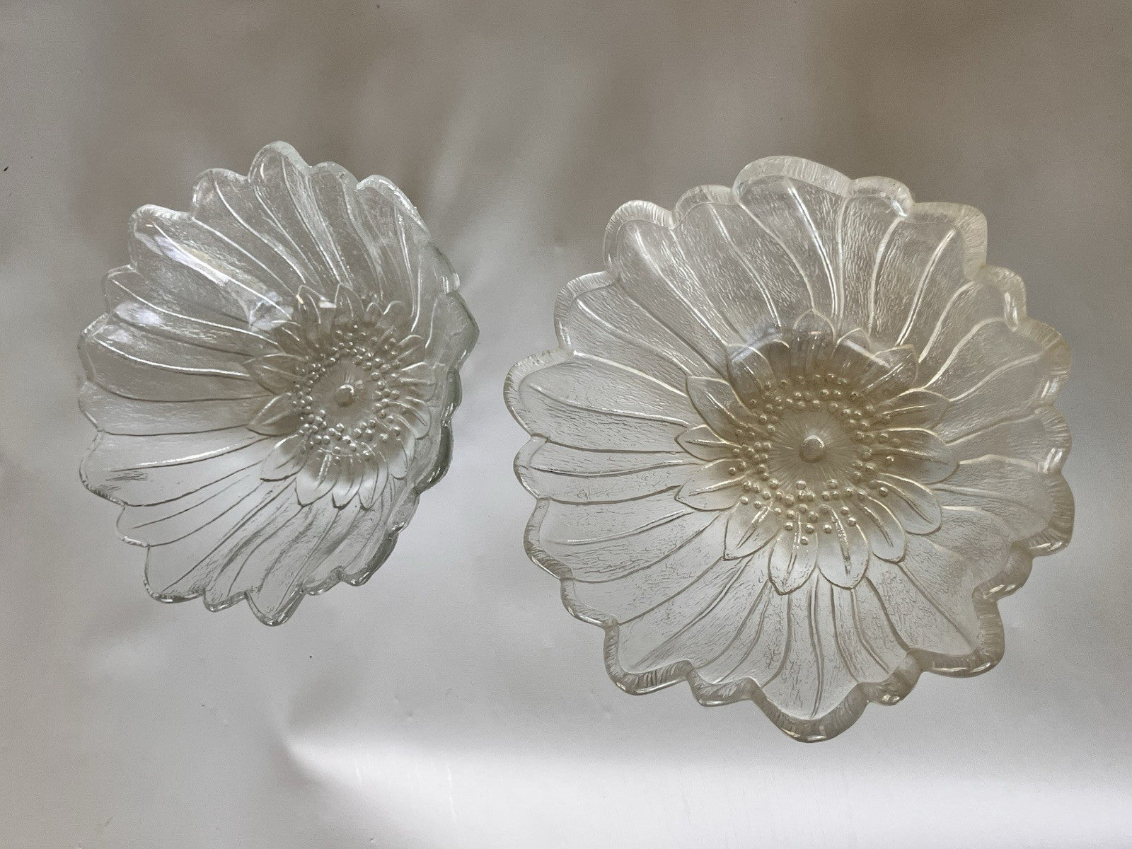 Vintage 1970s Indiana Glass Etched Floral Bowl Trio;