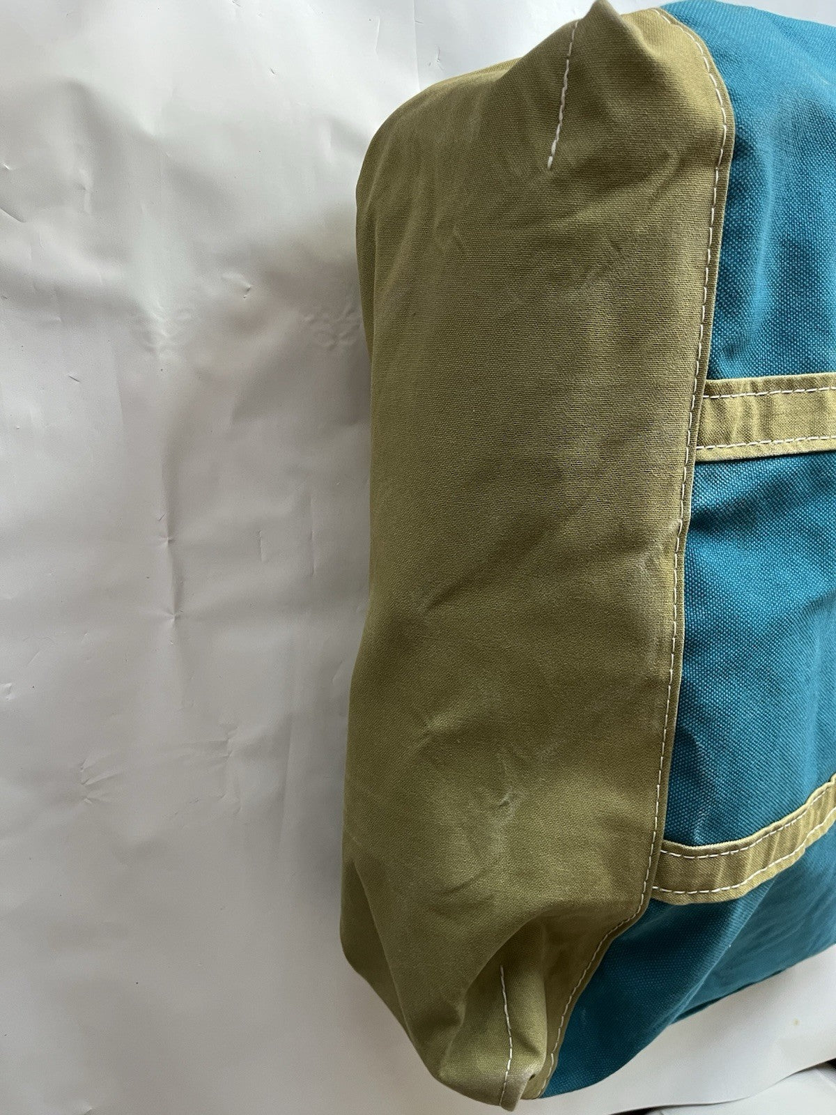 Vintage LL Bean Extra Large Host Tote In Teal And Lime “Amanda” Monogrammed 