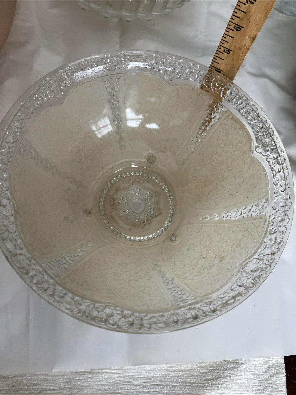 1920 Antique Embossed Floral Star Paneled Hanging Ceiling Chandelier Light Shade
