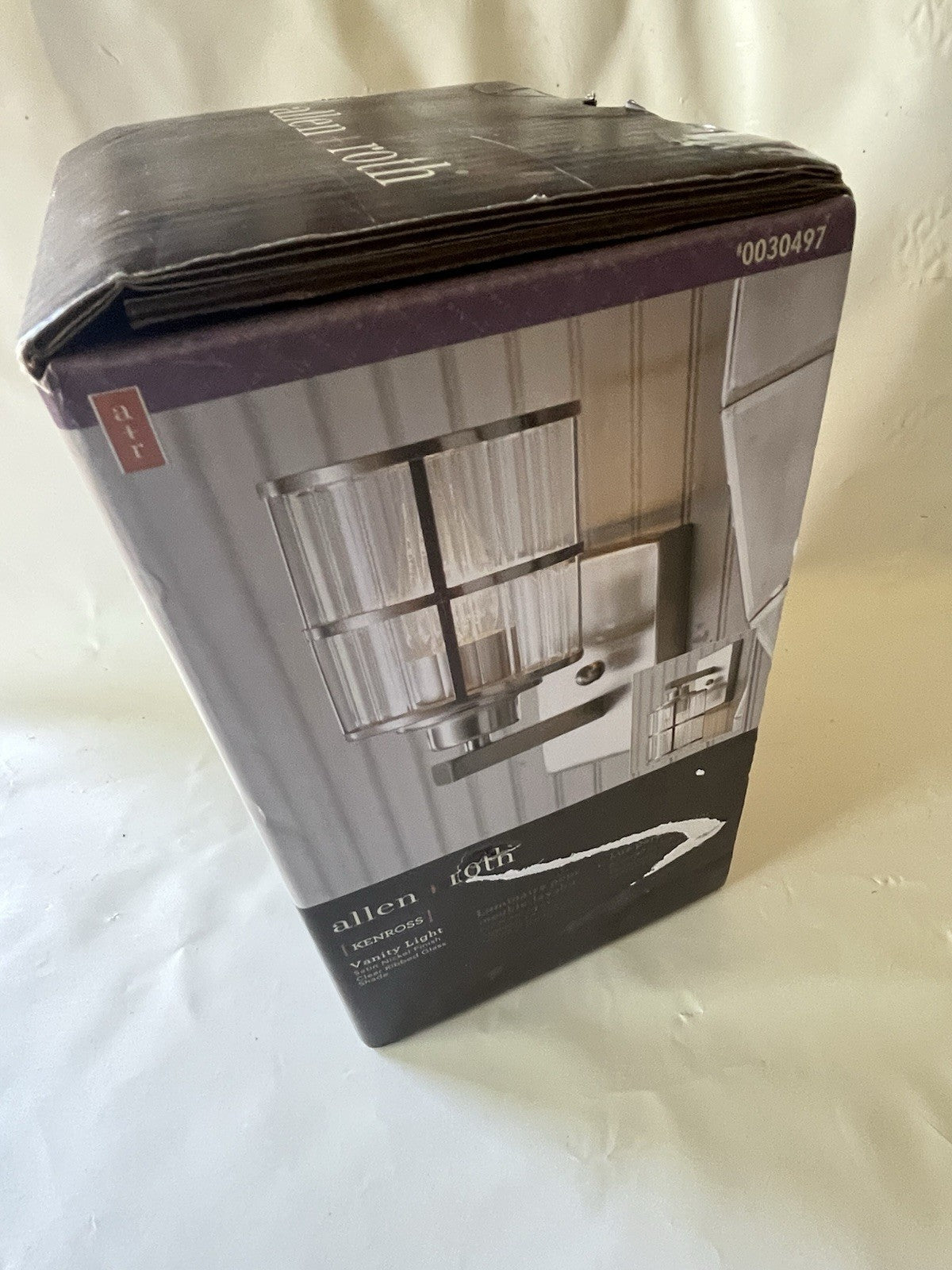 NEW allen + roth, "Kenross" Brushed Nickel Vanity Light | Ribbed Shade NIB