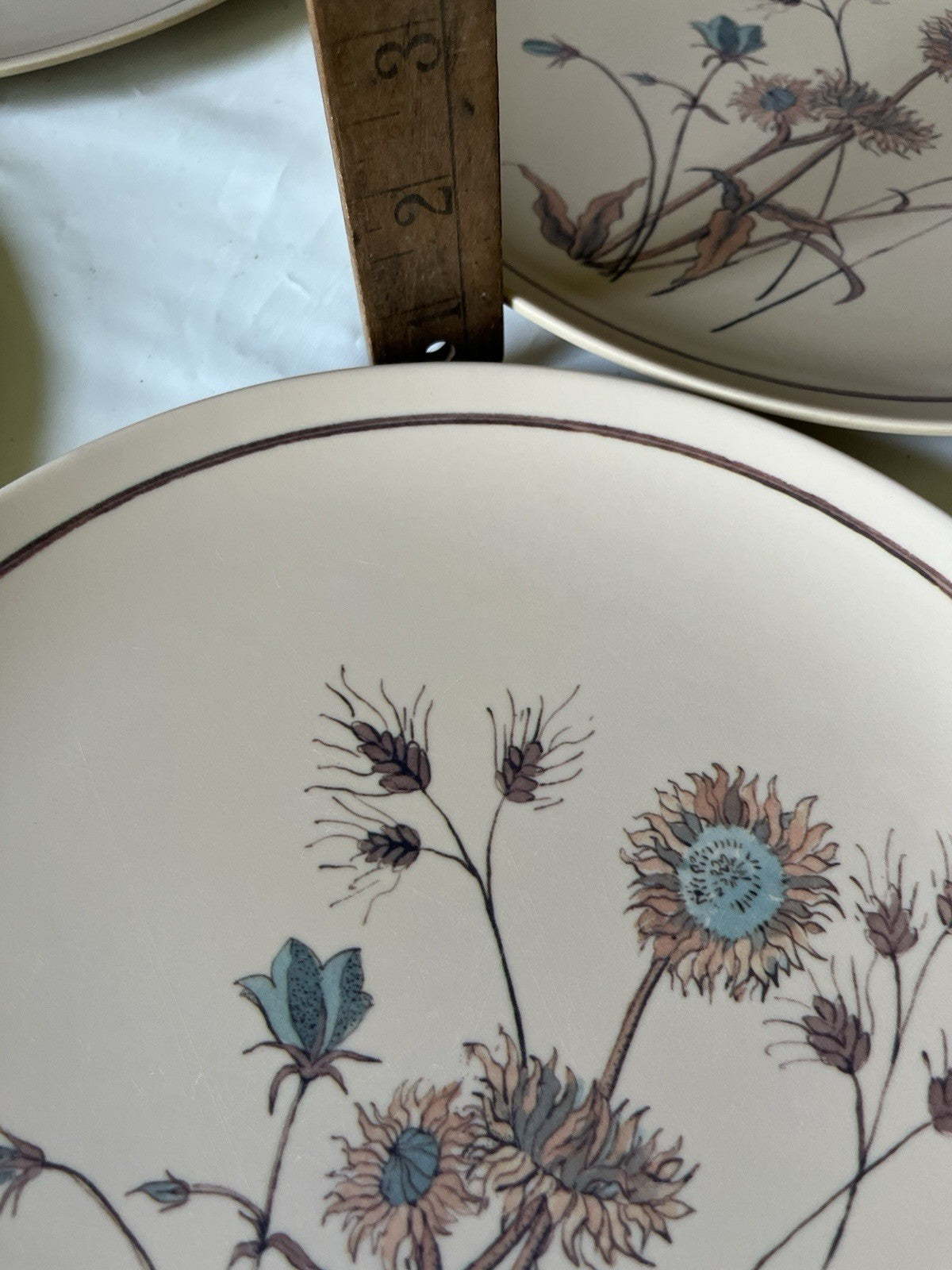 Vintage MCM Texasware Wildflower/Daisy Beige 10” Dinner Plate (4)