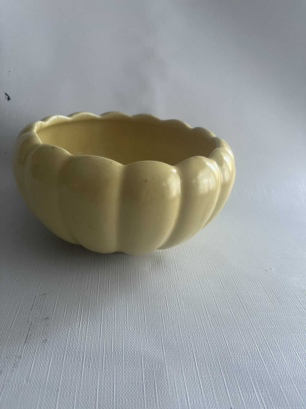 Vintage Yellow Ceramic Scalloped Bowl/Planter U.S.A Ceramic