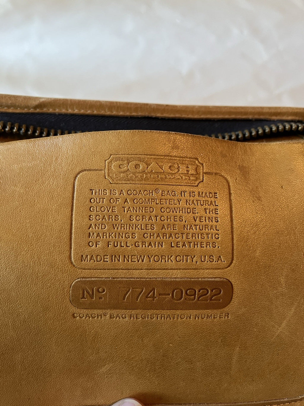 Vintage 1982/83 Coach STYLE 9560 Slim Clutch Standard In Tan Registration 0922