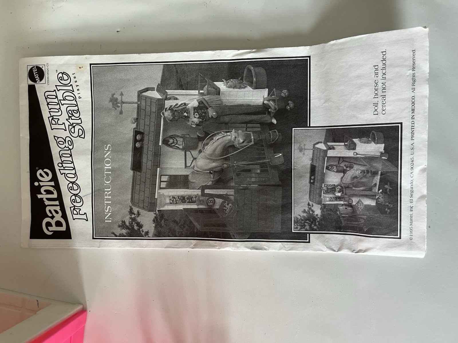 1995 Barbie Feeding Fun Stable Playset w Box Horse, Some Accessories, Manual