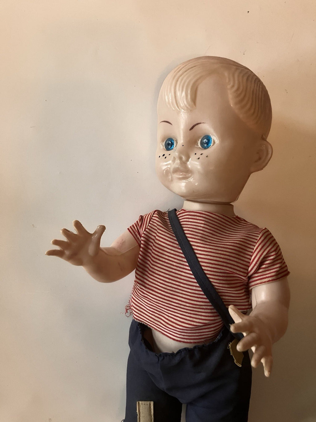 Vintage 15” Boy Celluloid Doll With Original Clothes