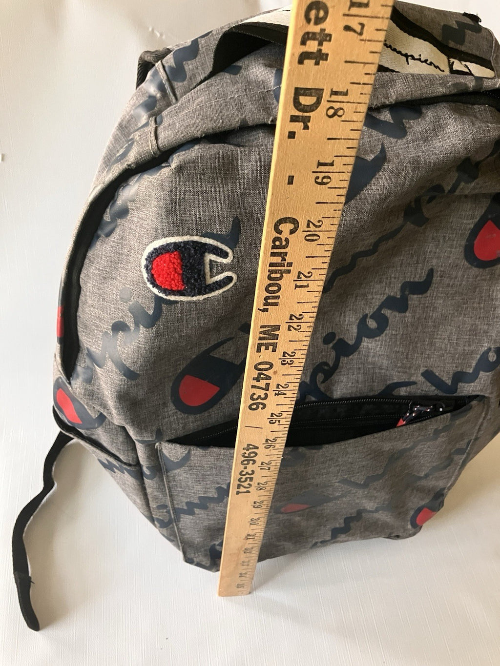 Classic Grey Champion “C”  Backpack Unisex, Very Clean