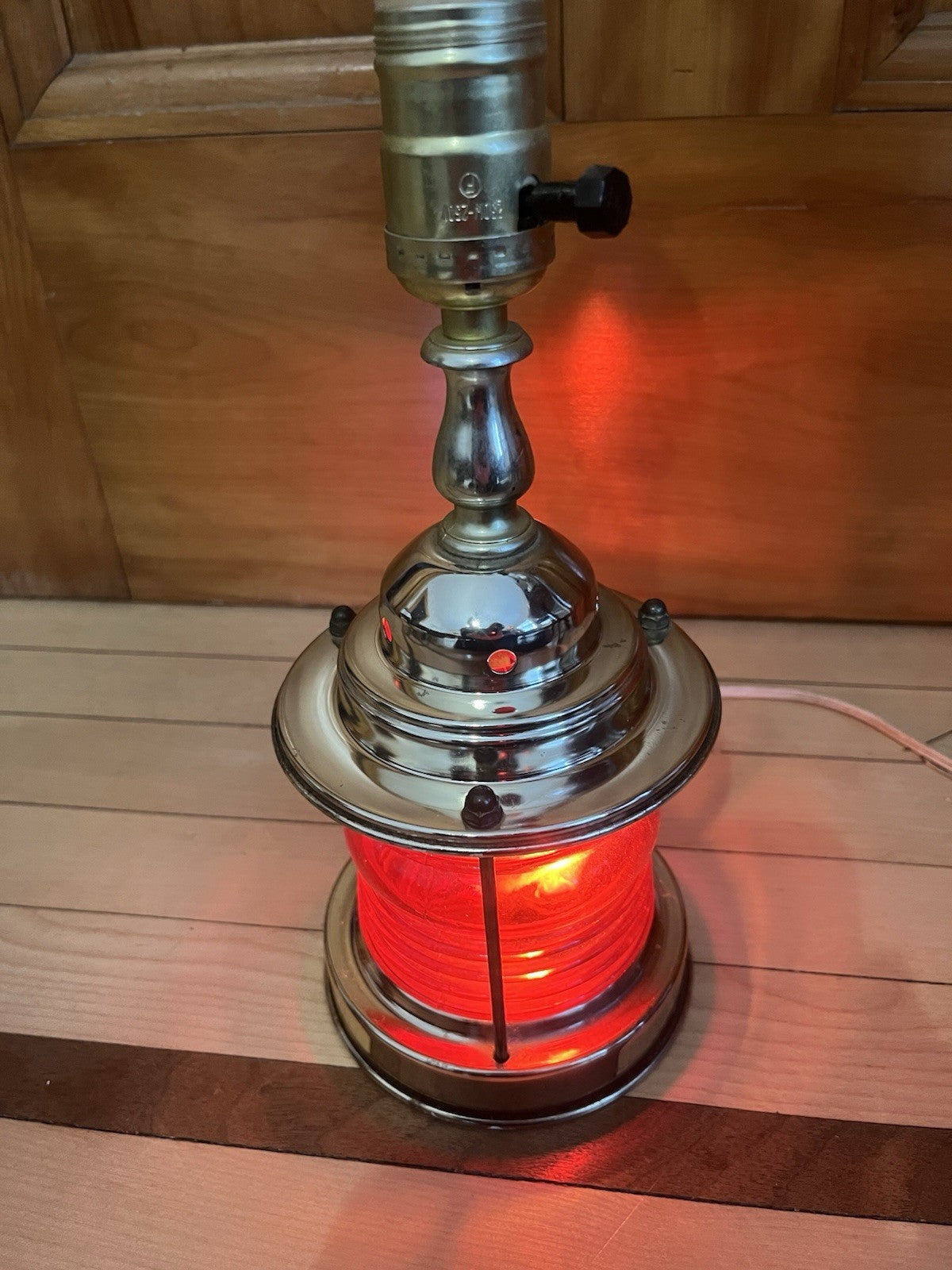 Vintage Nautical Lantern Electric Lamp Green Red Lantern Base 3-Way Lamp 12”