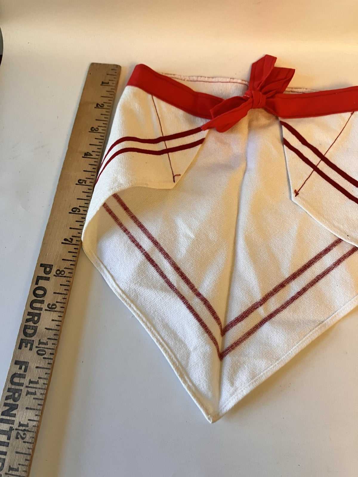 Vintage White And Red Striped Triangle Kerchief 