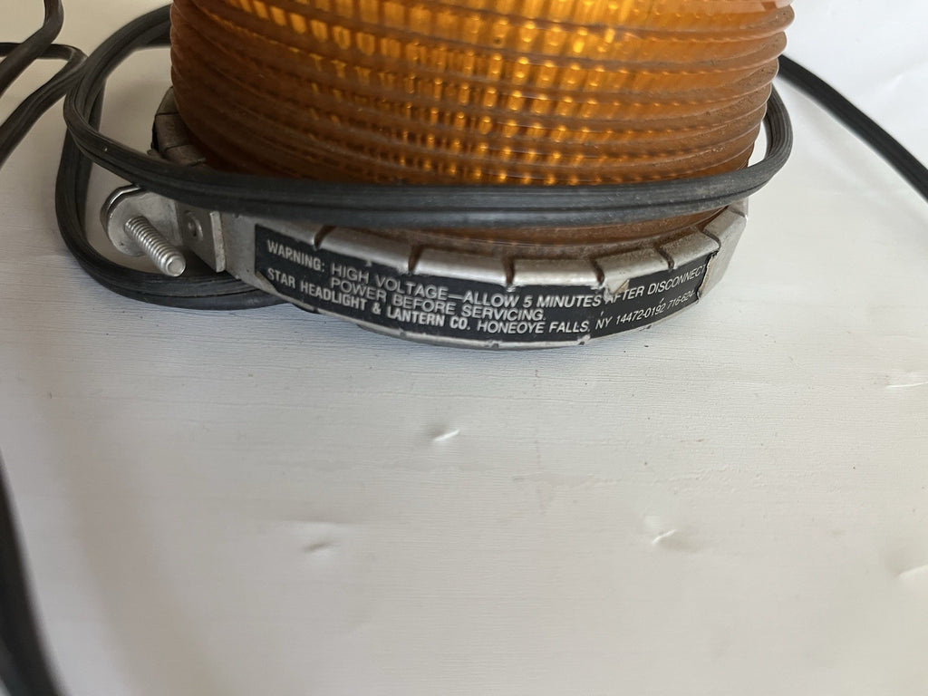 Vintage Strobe Warning Tow Light, Orange Circular; For Dash/roof. 12 V/ .5 Amp