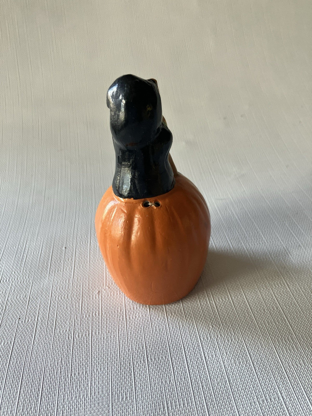 Vintage 4” Ceramic Witch On Pumpkin Bell Halloween Figurine
