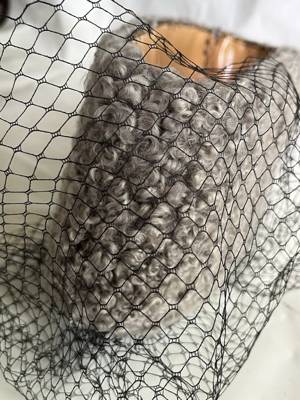 Vintage Women’s Special Karakul Cap Made In Pakistan Grey W/ Lace