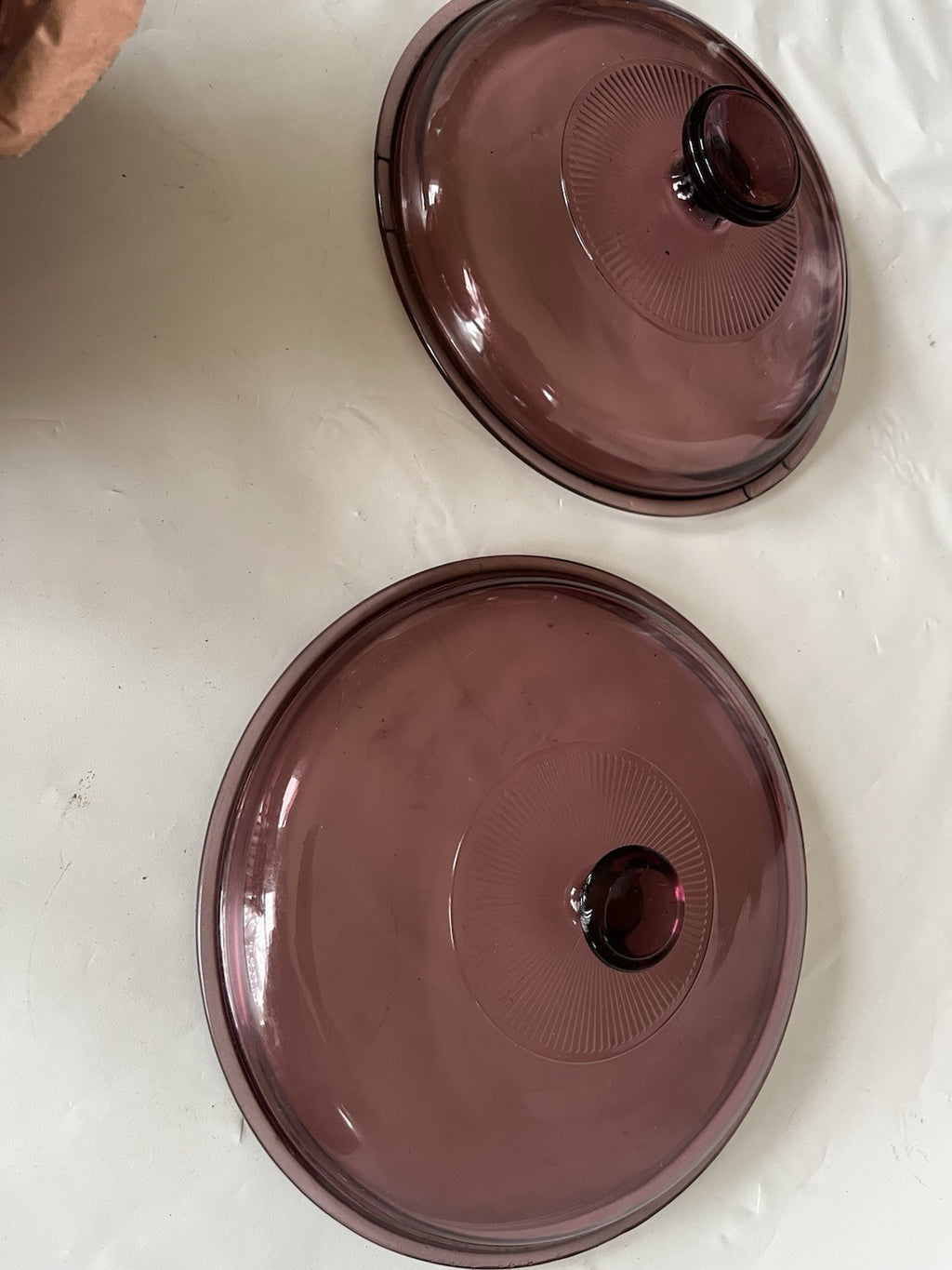 Vintage PYREX Purple Visionware Round 2 Qt Casseroles W/ Kids