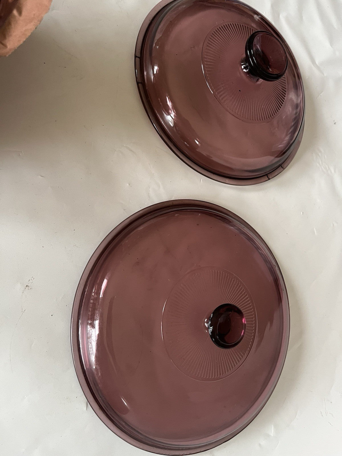 Vintage PYREX Purple Visionware Round 2 Qt Casseroles W/ Kids