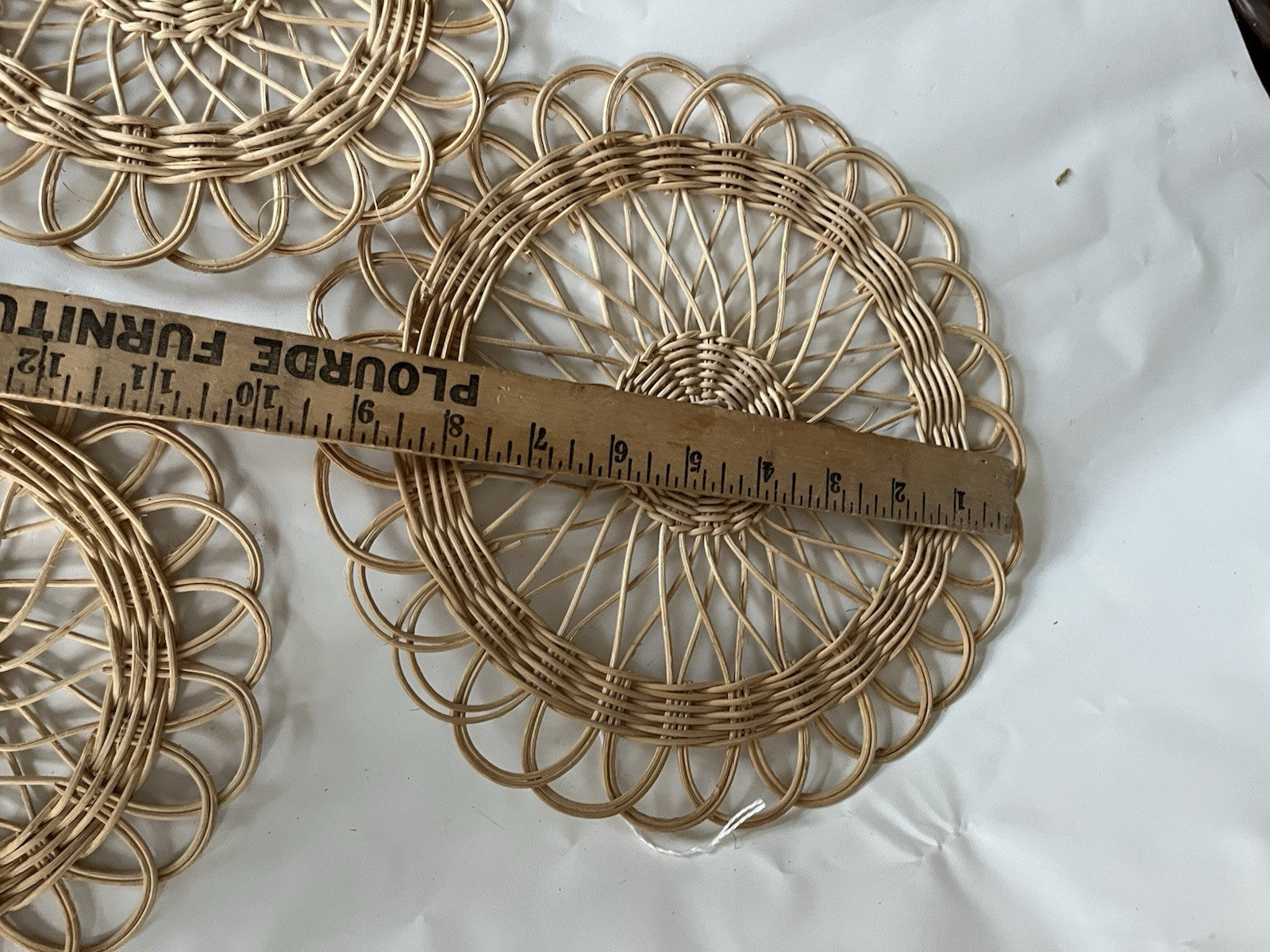5-Vintage MCM Wicker Woven Circle Wall Decorations; Abstract/Boho/60s EVC!