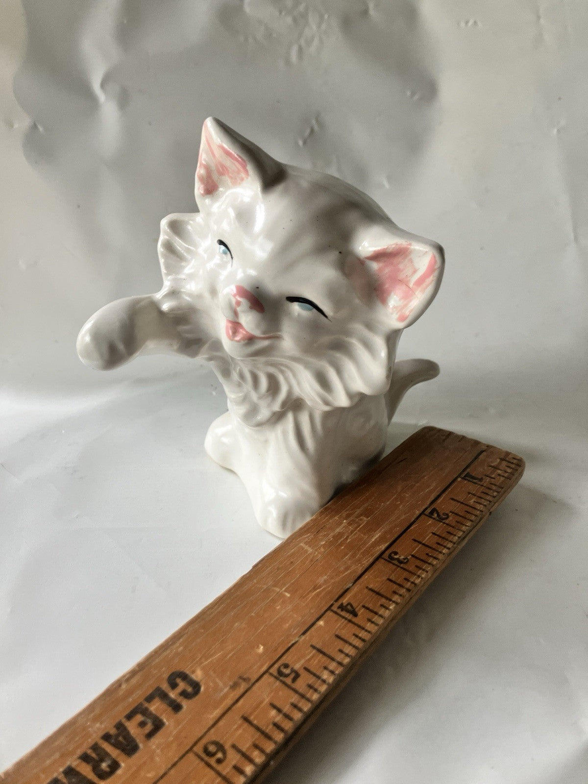 Vintage Pair Of 4” Tall White Persian Hobbiest Cat Figurines, Playful 1970s