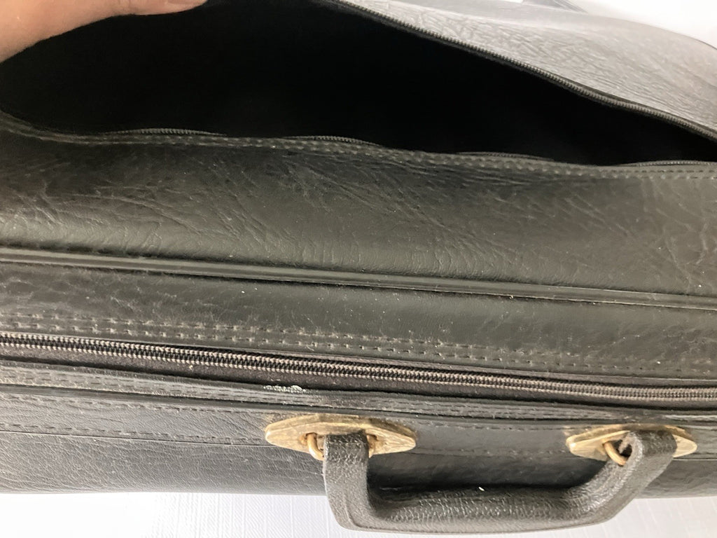 Vintage Woolworth  Black Leather Small Suitcase 