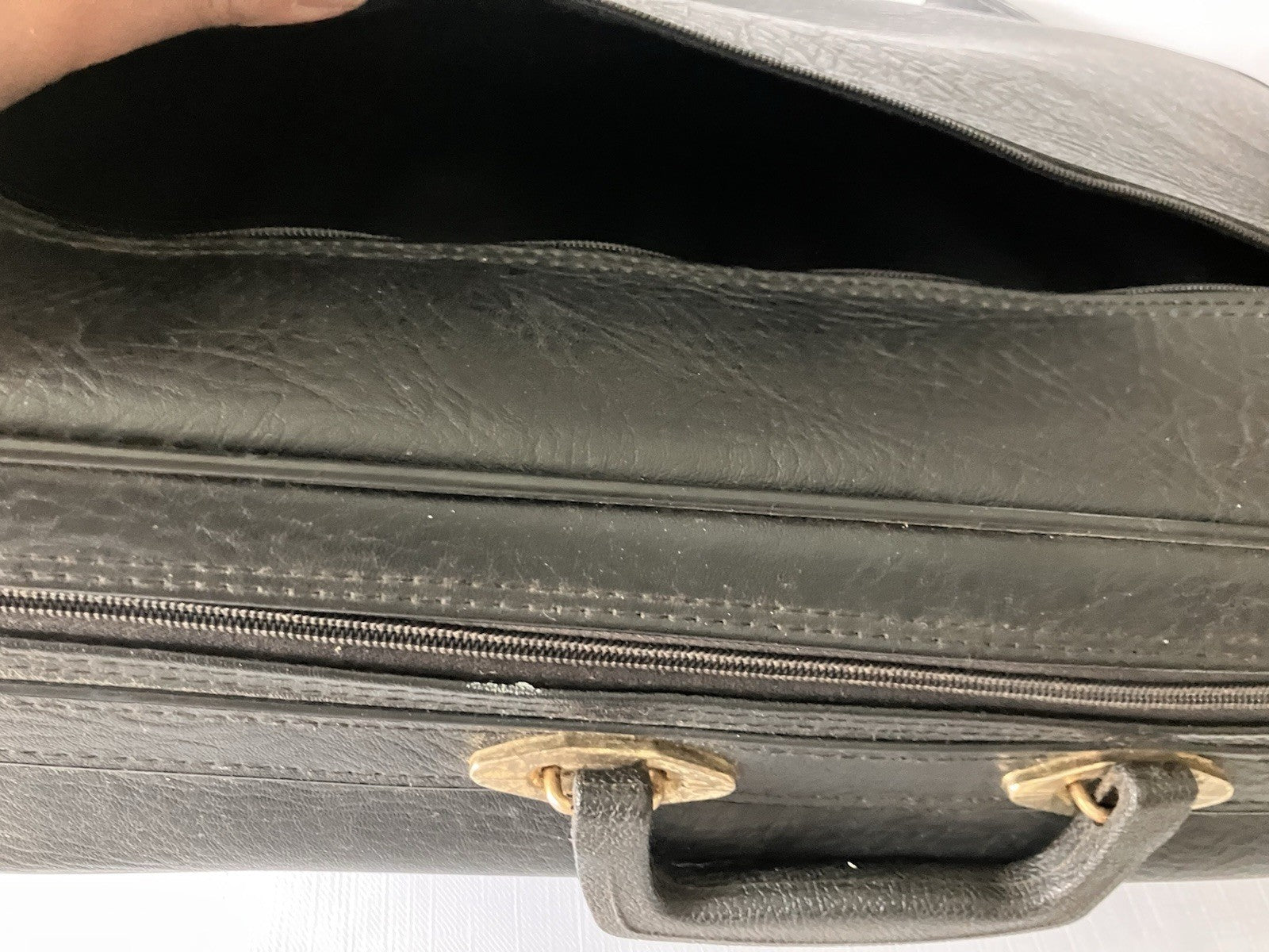 Vintage Woolworth  Black Leather Small Suitcase 