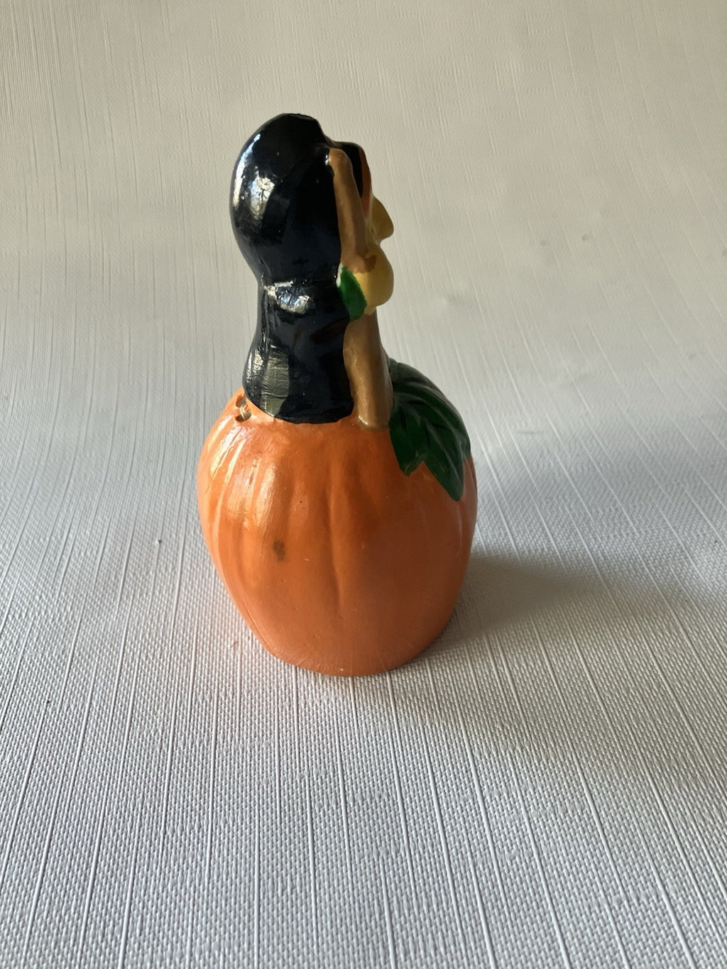 Vintage 4” Ceramic Witch On Pumpkin Bell Halloween Figurine