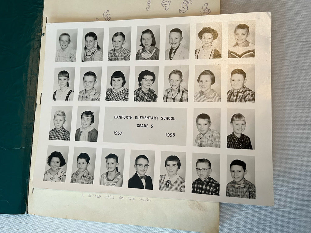 Vintage 1956 Danforth, Maine Yearbook And Grade 5 Class Photo