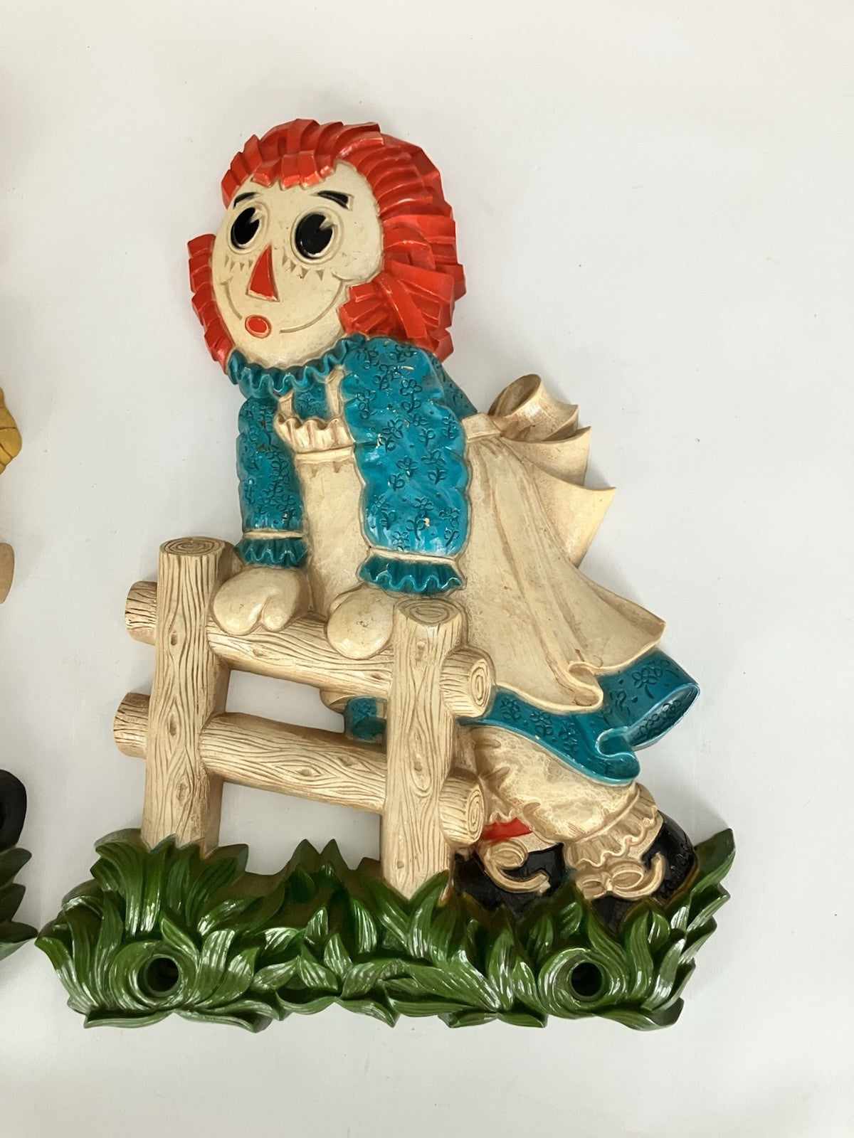 Bobbs Merrill Raggedy Ann & Raggedy Andy Wall Decor Plaques Set 2 1977 Vintage