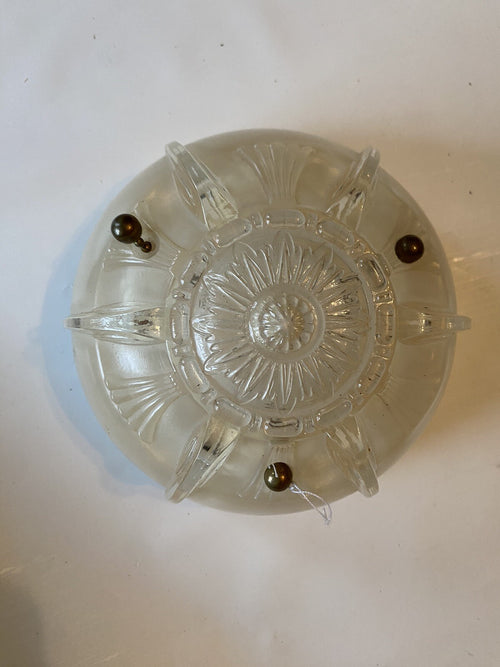 1930’s Art Deco Cream Glass Light Cover, Ceiling Mount, Vintage 