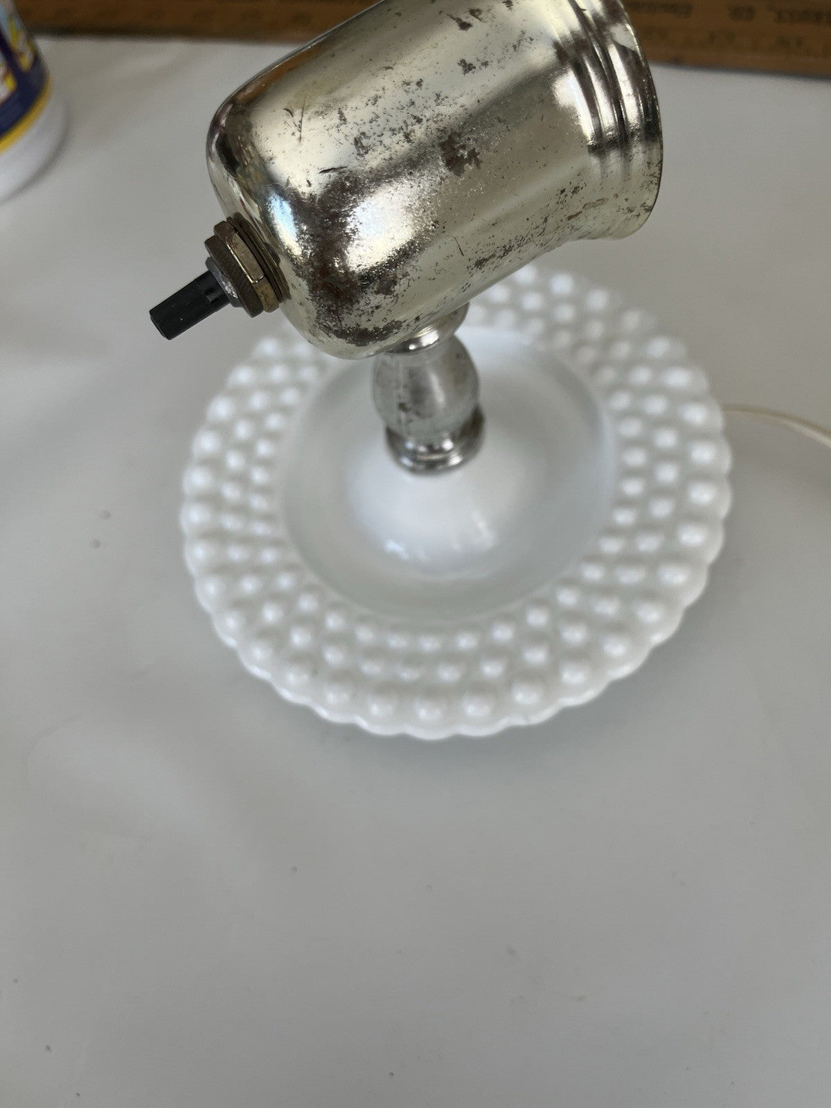 Vintage Universal Laboratories Milk Glass Hobnail Wall Lamp: Portable Lamp
