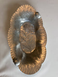 Vtg Continental Trademark Hand Wrought Aluminum Oval Tray Floral Scalloped Edge