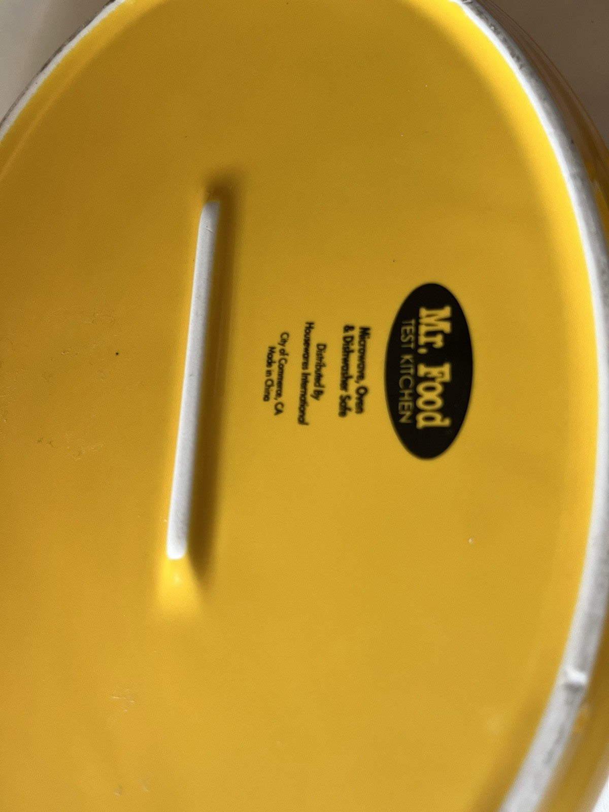 Mr. Food Test Kitchen Yellow And White Oval Casserole Dish With Lid; EUC
