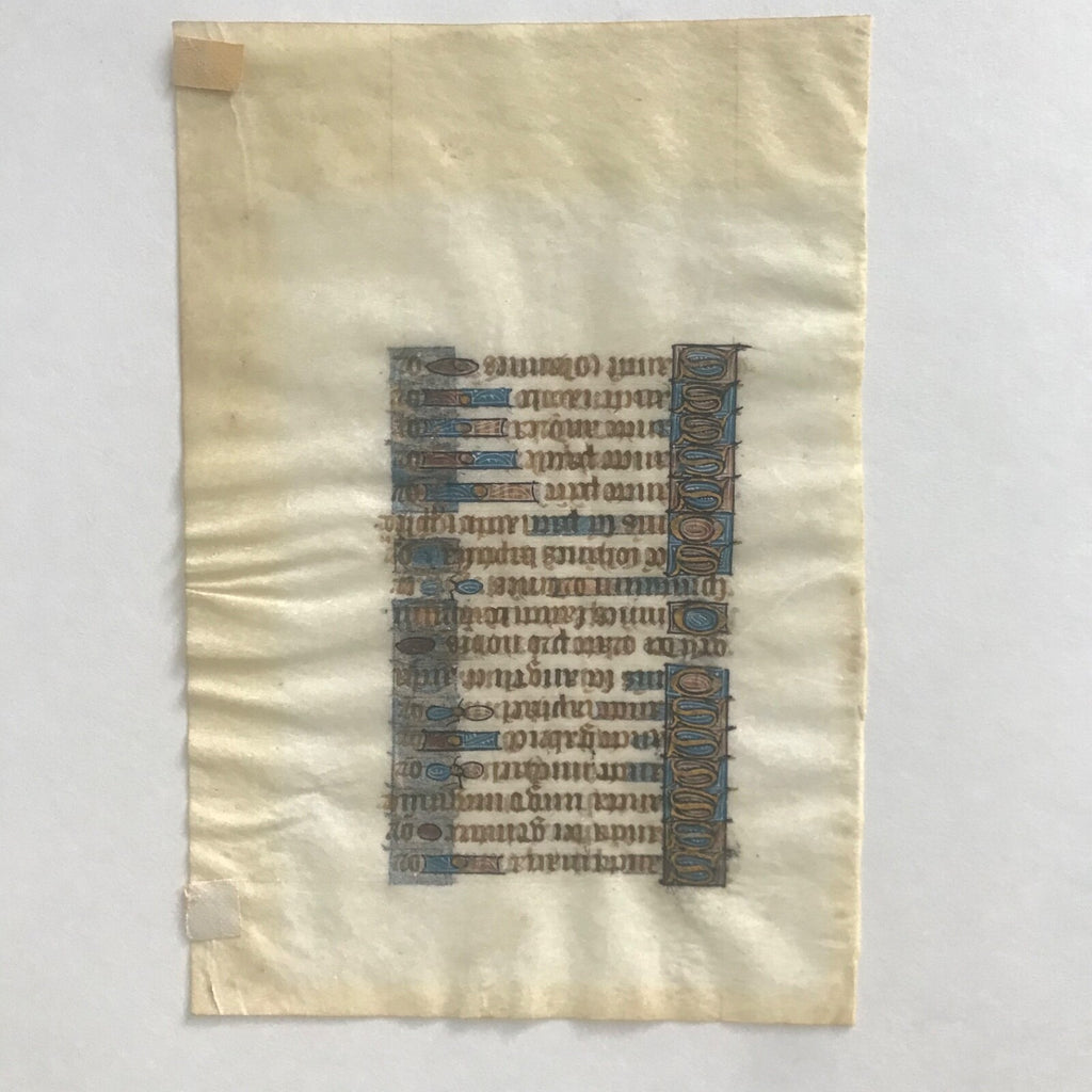 Rare 15th Century Book of Hours Page Double Sided Gold Leaf Litany