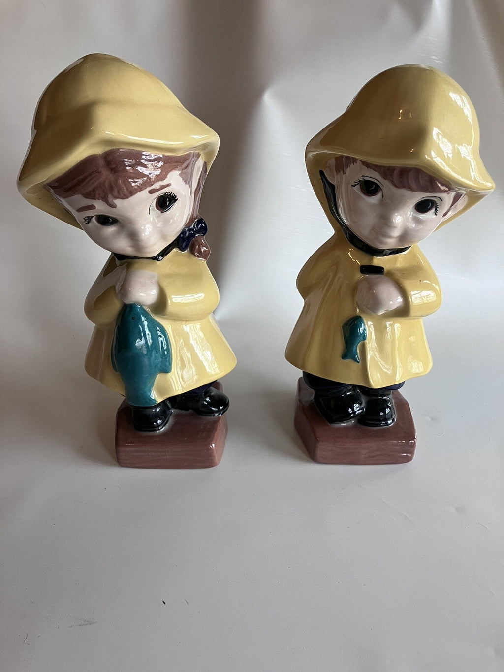 Vintage Ceramic Fishing Duo From 1970s EVC
