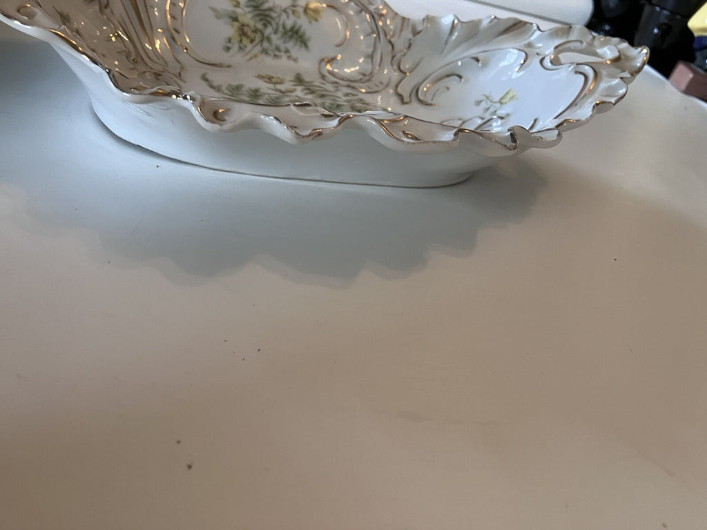Vintage German C. Tielsch Co. Floral Porcelain Serving Platter. EVC