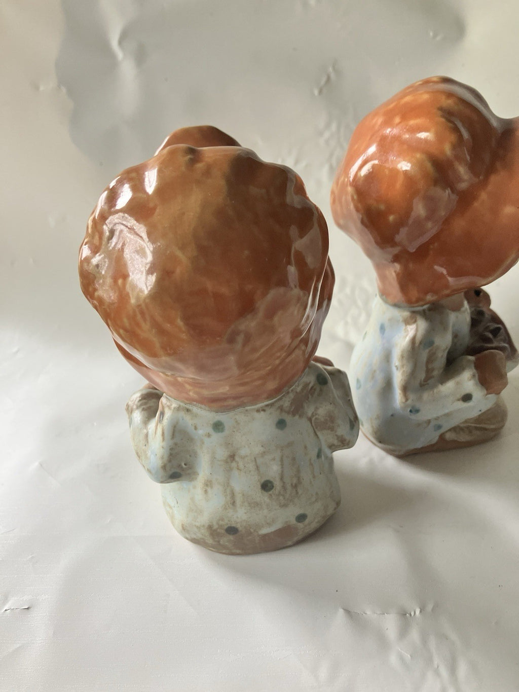 Vintage 1970s Terracotta Seymour  Whistling 5” Tall Apple Picking Girls