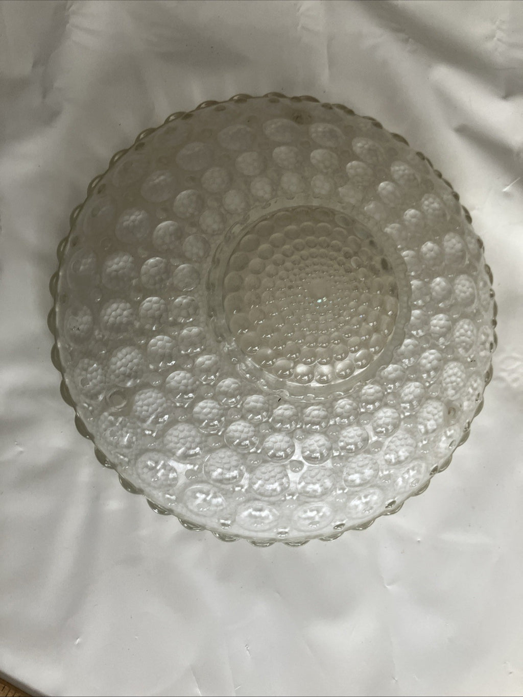 Vintage Ceiling Light Shade ‘20’s Art Deco 3 Hole White Hobnail Bubble Glass EUC